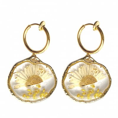 Klem Oorbellen-Bloem - goudkleurig-Epoxy- geen gaatje- Charme Bijoux