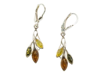 Zilveren oorbellen met sluiting Amber / Barnsteen 925 zilver