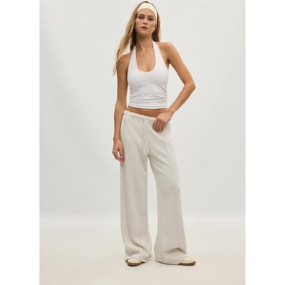 Stradivarius Zachte wide-leg broek met naad  Vanille XS