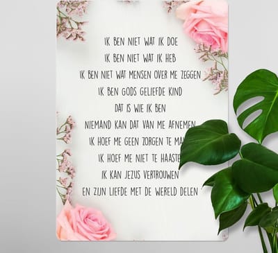 Interieurbord A4 credo - roos - christelijk - cadeau