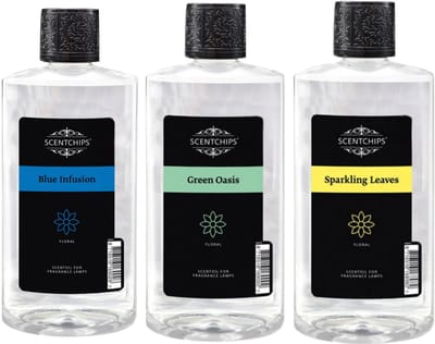 Scentchips Now or Never - Blue Infusion + Green Oasis + Sparkling Leaves - Geurolie Voor Oliebrander Set van 3 - Parfum Olie - Geurolie Voor Lampenolie - Geurlamp Olie - 475ml x 3