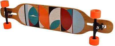 Longboard Bamboe - Skateboard Cruiser - Cruisen door stad - Flex 2 medium flex - 109 cm dek lengte - Multi