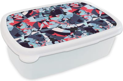 Broodtrommel Wit - Lunchbox - Brooddoos - Patroon - Abstract - Versiering - 18x12x6 cm - Volwassenen