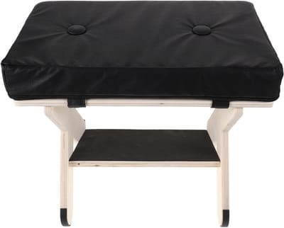 Houten Voetensteun - Krukje Bureau - Comfort Verhoging - Massief Houten Frame - 33.5x22.9x21 cm - Zwart