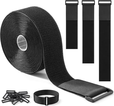 Stevige Uitvoering Bevestigingsriemen met 15 Gespen – Verstelbaar, Op Maat Te Knippen, Herbruikbare Straps voor het Beveiligen van Kabels, Slangen, Buizen en Meer（5 cm x 5 m ）