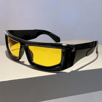 Lunettes de Soleil Rondes Y2k pour Hommes Femmes Protection UV400 Vintage Tendance Sports d'Extérieur Lunettes de Soleil Design de Marque Gafas De Sol yellow