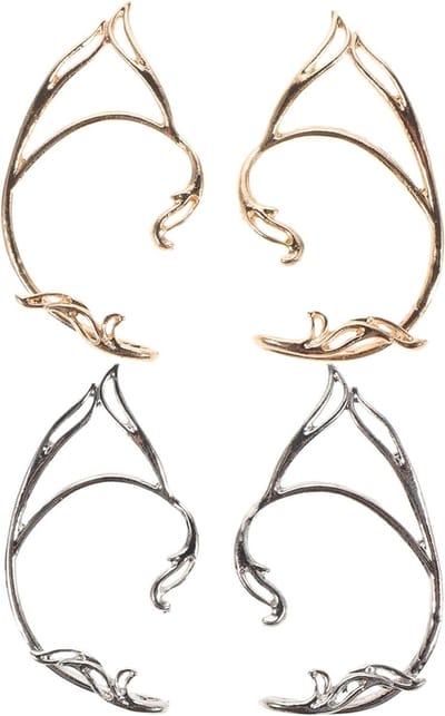 2 paar elfenoren oorclips voor meisjes, oorcuff, oorhaken en sieraden voor feesten en kostuums