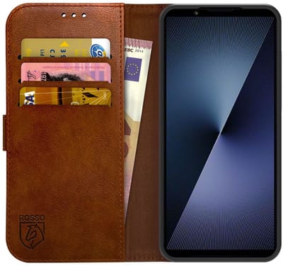 Rosso Element Geschikt voor Sony Xperia 1 VII | Wallet Book Case | Portemonnee Hoesje | 3 Pasjes | Magneetsluiting | Stand Functie | Bruin