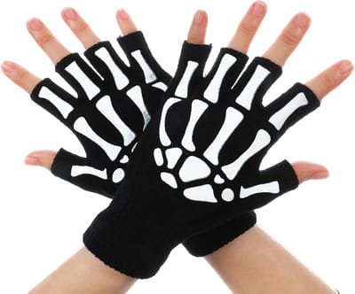 1 Paar Halloween Schedel Bone Hand Handschoenen Skelet Vingerloze Handschoenen Voor Mannen Vrouwen Kids Bone Handschoen Unisex Punk Goth Accessoires In Het Donker Halloween Kostuum Emo