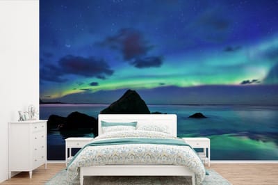 Behang - Fotobehang Lucht - Landschap - Aurora - Breedte 420 cm x hoogte 280 cm