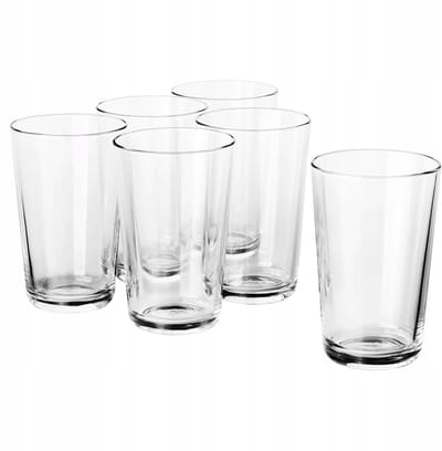 Set van 6 glazen, 450ml, dik glas, transparant
