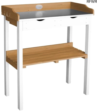 RFWR® Houten oppottafel met 2 lades en zinken werkblad voor tuin en balkon