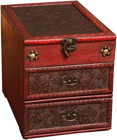 Sieraden Opbergdoos - Cosmetica Doos - Sieraden Organiseren - Met Spiegel - 16x22.5x18.5 cm - Houtkleur