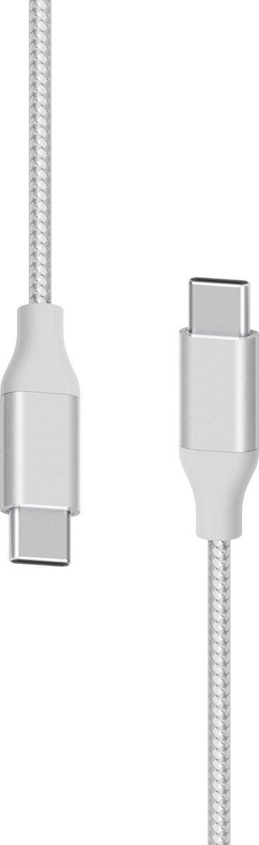 XLayer - Metallic Type C (USB-C) naar Type C (USB-C) Kabel 1.5m - (Snel Opladen 3A/USB 2.0) Smartphone-Kabel, USB Type C, USB Type C - Zilver