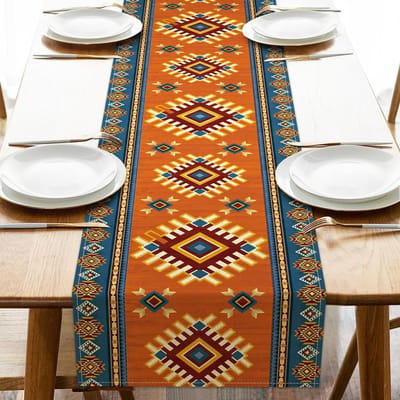 Zuidwestelijke Geometrische Etnische Stammen Linnen Tafelkleed Feestdecoratie Herbruikbaar Keuken Eettafelkleed Huisdecoratie 150x33cm