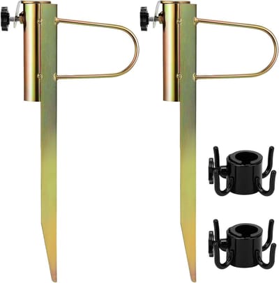 Stalen parasolhouder met grondpen, geschikt voor tuin en gazon, voor parasols van 20-35 cm diameter.