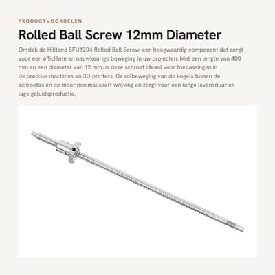 Dailygoods- Vis à billes 400mm - Rolled Ball Screw - Anti-backlash - Laag wrijving - Hoge efficiëntie - Lichtgewicht 367g - Schroef
