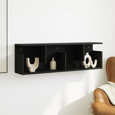 vidaXL - Wandkast - 100x20x30 - cm - bewerkt - hout - zwart
