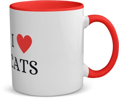 Akyol - i love cats koffiemok - theemok - rood - Katten - cadeau kattenliefhebber - cadeau - cadeau poezen liefhebber - 350 ML inhoud