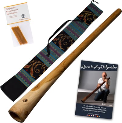 Starterspakket Houten Didgeridoo 130cm – Online Lesmateriaal & Tas