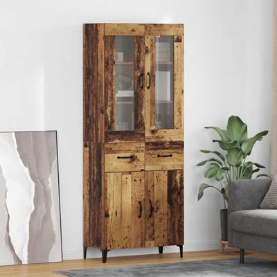 vidaXL - Highboard - Oud - Hout - 69,5 - x - 34 - x - 180 - cm - Bewerkt - hout