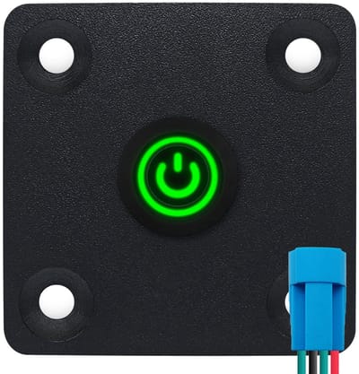 ProRide Metalen drukschakelaar Inbouwpaneel 12V ON-OFF - 12mm - met Aansluitkabel - 12V/24V - LED indicatie Groen