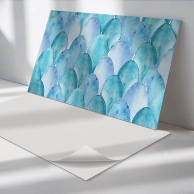 Wallfluent Vinyl Wandpaneel - Aquarel stijl golven PVC Muurpaneel - 120 cm x 60 cm - Turkoois PVC wandpaneel - 1 stuk - Rechthoekig Wandbekleding Vinyl - Texturen Wandpaneel - Zelfklevende Wandbekleding - Wandpaneel Keuken en Badkamer