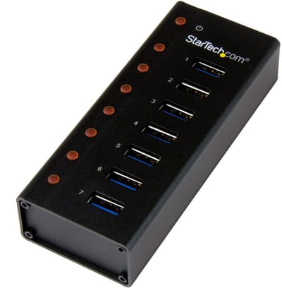 StarTech.com 7-poorts USB 3.0 hub - 5Gbps - op een desktop of op de wand monteerbare metalen behuizing