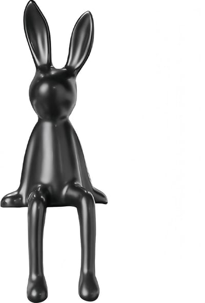 Daity Een zittend konijnenbeeldje - geschikt als decoratie voor in de boekenkast - als verjaardagscadeau of kerstcadeau; een duurzaam dierenbeeldje (zwart).