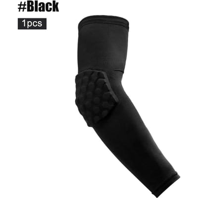 1 stuks basketbal elleboogbeschermer honingraat schuim elleboogbeschermer mouw elastische armwarmer voor mannen vrouwen volleybal elleboogbrace ondersteuning XXL zwart