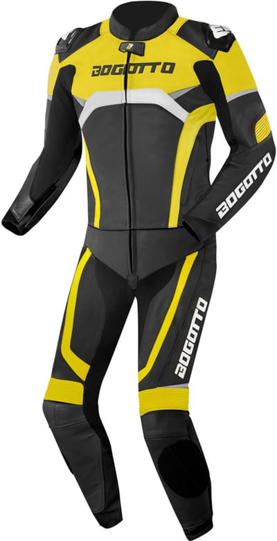 Bogotto Misano Zwart Wit Neon Geel 2-Delig Motorpak - Racepak