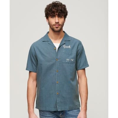 Superdry Resort Overhemd met Korte Mouwen Blauw Grootte: XL