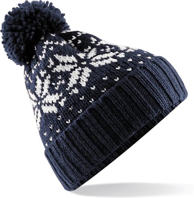 Beechfield Wintermuts Nordic - gebreide muts - blauw/wit - volwassenen - damesmutsen - herenmutsen