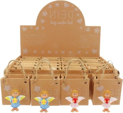 Set van 24 beschermengeltjes - 2 vakken - gastgeschenk voor speciale gelegenheden - roze en lichtblauw - ideaal voor bruiloft en doopviering
