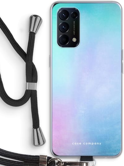 Case Company® - Hoesje met koord geschikt voor Oppo Find X3 Lite hoesje met Koord - Mist pastel - Telefoonhoesje met Zwart Koord - Bescherming aan alle Kanten en Over de Schermrand