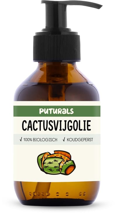 Puturals Cactusvijgolie 100% Biologisch - 150ml - Koudgeperst en Puur - Prickly Pear Oil uit Marokko voor Gezicht en Haar
