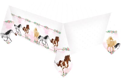 Amscan Tafelkleed Paarden Meisjes 180 X 120 Cm Wit/roze