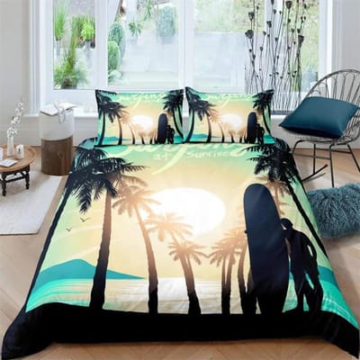 Luxe Zonsondergang Surfen voor Tieners Jongens Meisjes Volwassenen Kind Cadeau Dekbedovertrek Zomer Strand Thema voor Slaapkamerdecoratie Queen King Size 135x200cm 2pcs