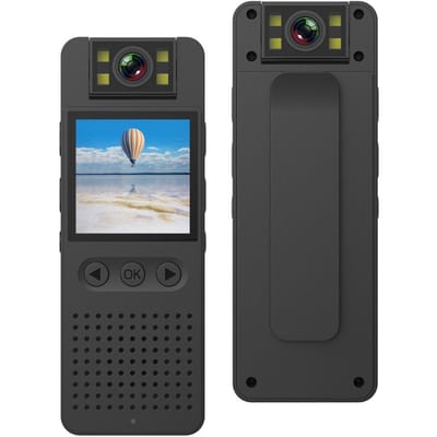 1080P HD Mini-bodycamera met audio- en video-opname 180 graden lens Draaibaar Batterijduur van 4-5 uur zwart