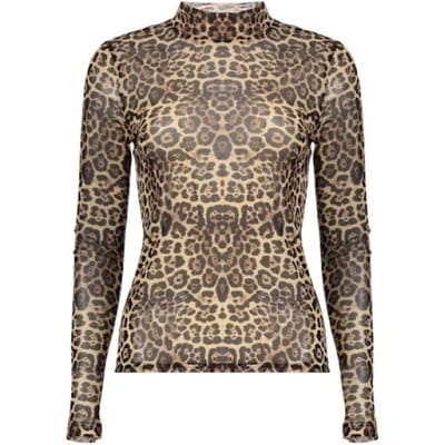 Geisha Top Mesh Top Met Panterprint En Turtle Neck 62582 14 Sand/black Dames Maat - S