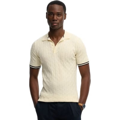 Superdry Poloshirt Knitted Texture S S Polo M1110441a H5e Classic Cream Mannen Maat - S