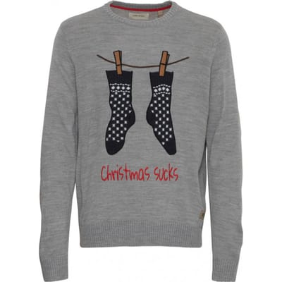 Christmas Pullover Blend grijs mt: XL