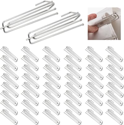 Dailygoods- Gordijnhaken Roestvrij Staal - Gordijnringen - Plooihaken - Gordijn Glijders - Gordijnhaken Metaal - 50 Stuks