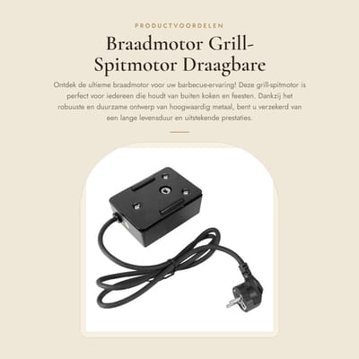 Dailygoods - Braadmotor Grill-Spitmotor - Draagbare BBQ-Motor - Geluidsarm en Energiebesparend - Compact en Handig - Voor Barbecue en Picknick