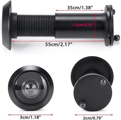 Deurspion 200° Groothoek - Zwart - Voor Deuren 35-55mm - HD Optisch Glas & Privacy Klep