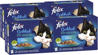 4x Felix - Dubbel Zo Lekker Vis Selectie in Gelei - Kattenvoer - 12x85g