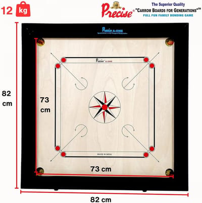 Carrom Toernooibord 74x74 cm - 8mm Natuurlijk Berken Multiplex Hout - Speelbord voor Competities en Familieplezier