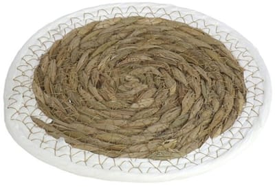 Gerimport Pannen onderzetters - van zeegras - 4x stuks - rond - 20 en 24 cm - Keuken artikelen