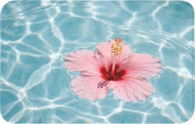 Badmat 80x50 cm - Antislip - Hibiscus - Water - Roze - Badmatten voor badkamer - Badkamermat - Douchemat - Badkamer mat