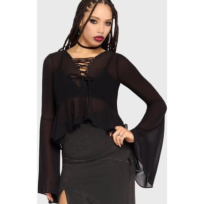 Killstar - Gothic Shirt met lange mouwen - Gaia Adorned - Long Sleeve Top - XS tot 3XL - voor Vrouwen - zwart